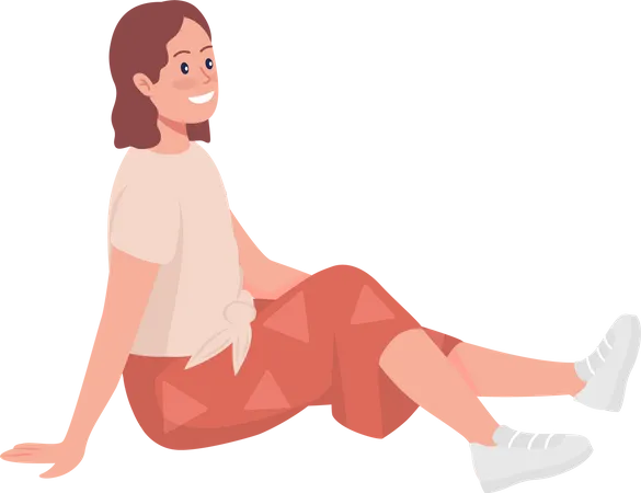 Stylish Teen Girl Semi Flat Color Vector Character Sitting Figure Full Body Person On White Happy Teen Isolated Modern Cartoon Style Illustration For Graphic Design And Animation Illustration