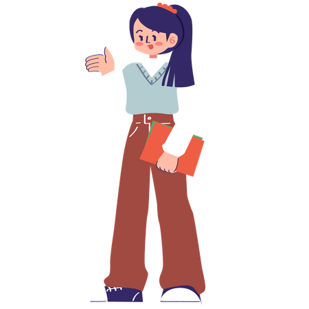 Stylish girl holding book  Illustration