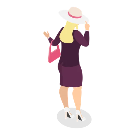 Stylish girl standing with purse  Illustration