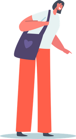 Stylish Girl with Hand Bag  Illustration