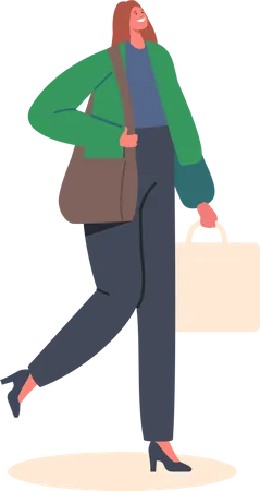 Stylish Girl with Handbags  Illustration