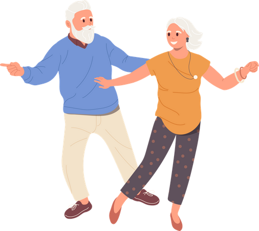 Stylish grandmother and grandfather having dance class entertainment  Illustration