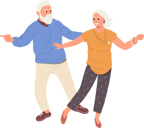 Stylish grandmother and grandfather having dance class entertainment  Illustration