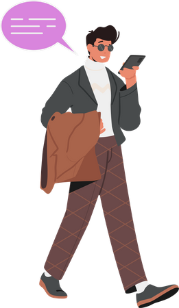 Stylish man talking on smartphone  Illustration