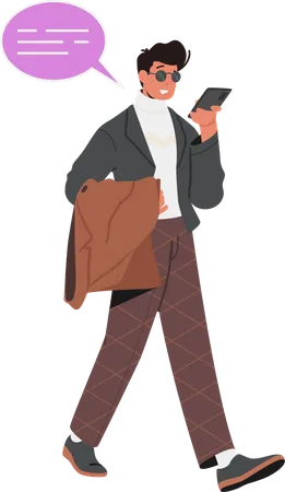 Stylish man talking on smartphone  Illustration