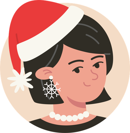 Stylish Mom Wearing Santa Hat  Illustration