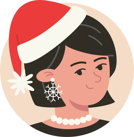 Stylish Mom Wearing Santa Hat  Illustration