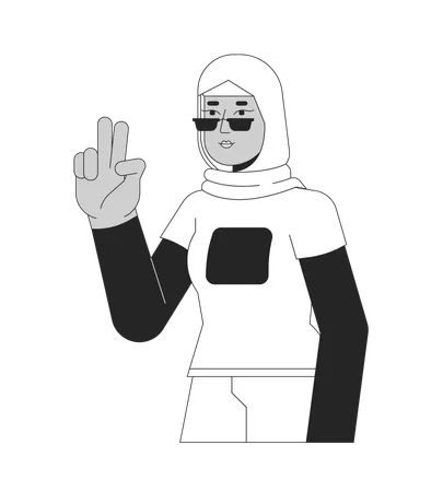 Stylish muslim woman showing victory sign  Illustration