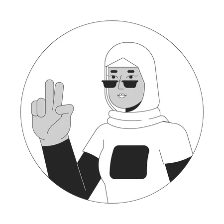 Stylish muslim woman showing victory sign  Illustration