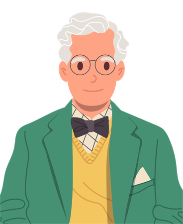 Stylish senior old man  Illustration