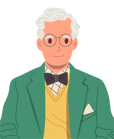 Stylish senior old man  Illustration