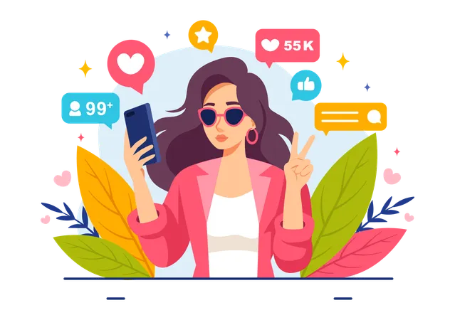 Celebrity Influencers Vector Illustration With Posts On Internet For Advertising Marketing Daily Life Or Endorse In Flat Cartoon Background Illustration