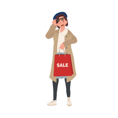 Stylish Woman doing shopping during sale  Illustration