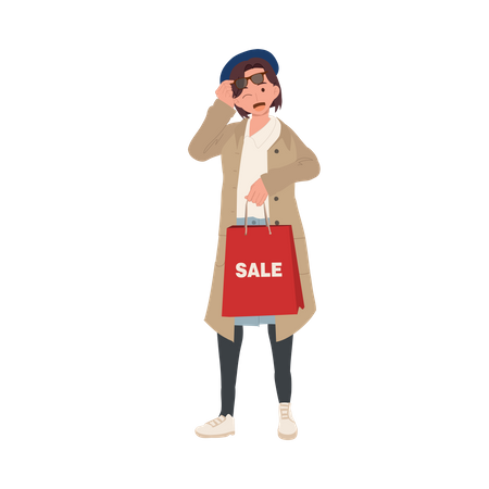 Stylish Woman doing shopping during sale  Illustration