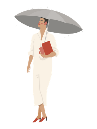 Stylish woman holding umbrella  Illustration