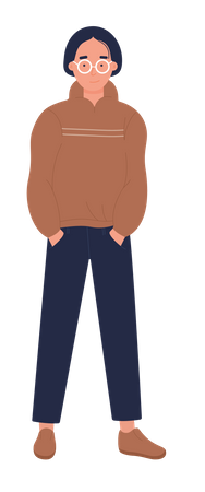 Stylist boy standing and and put his hands in pocket  イラスト