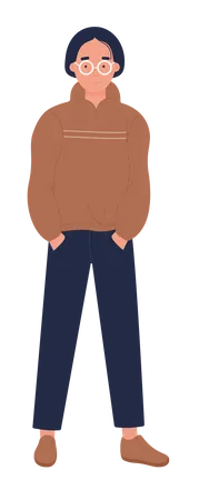 Stylist boy standing and and put his hands in pocket  Illustration