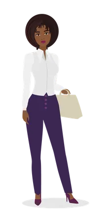 Stylist woman standing with purse  Illustration