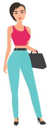 Stylist Woman With Purse  Illustration