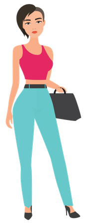 Stylist Woman With Purse  Illustration
