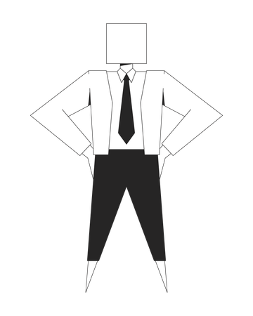 Stylized businessman with square head in jacket and tie  Illustration