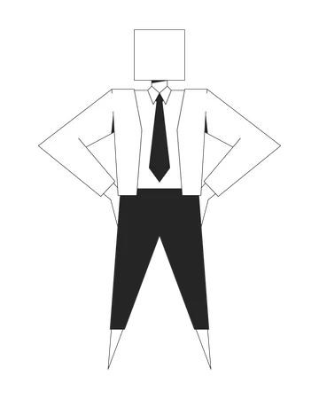 Stylized businessman with square head in jacket and tie  Illustration