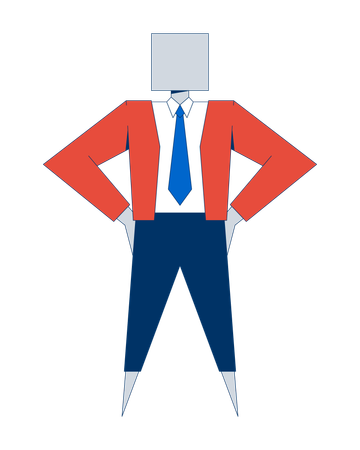 Stylized businessman with square head in jacket and tie  Illustration