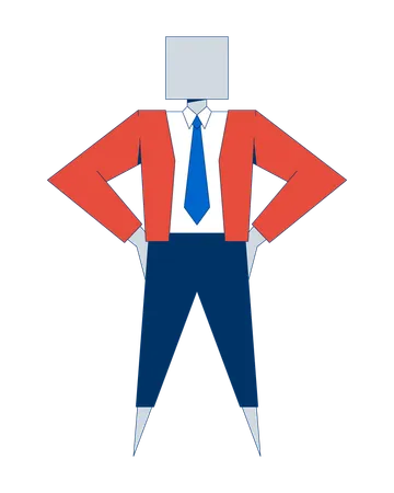 Stylized businessman with square head in jacket and tie  Illustration