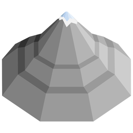 Stylized Mountain with Snow Cap  Illustration