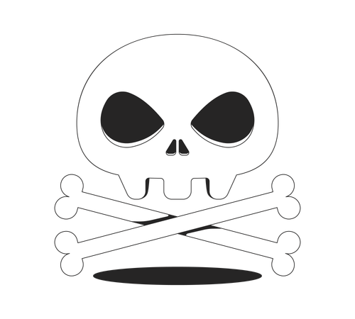 Stylized skull and crossbones with eye sockets  Illustration