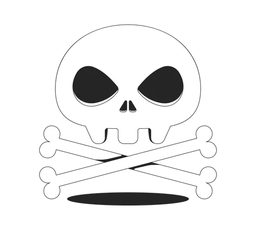 Stylized skull and crossbones with eye sockets  Illustration