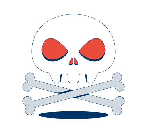 Stylized skull and crossbones with eye sockets  Illustration