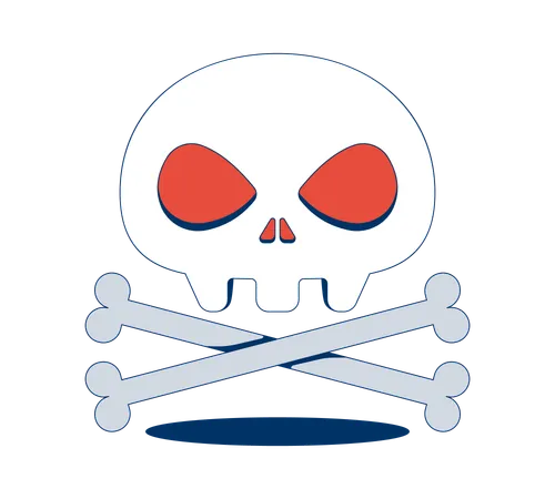 Stylized skull and crossbones with eye sockets  Illustration