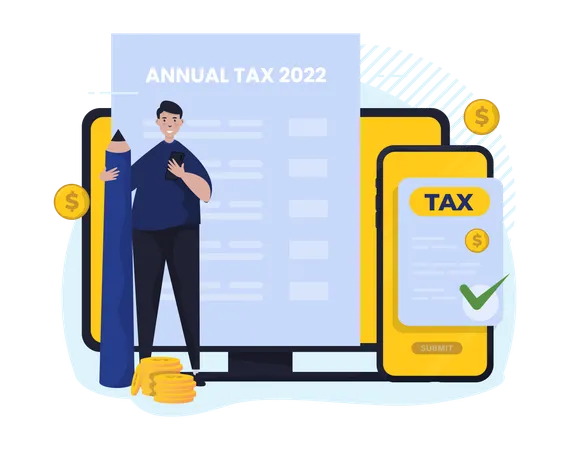 Submit annual tax form using app Illustration