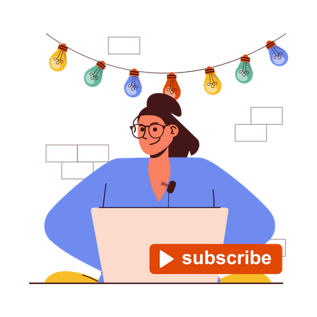 Woman subscribe blog channel  Illustration