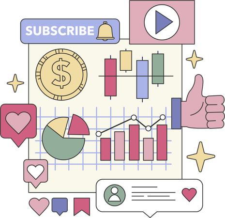 Subscribe to business analysis page  Illustration