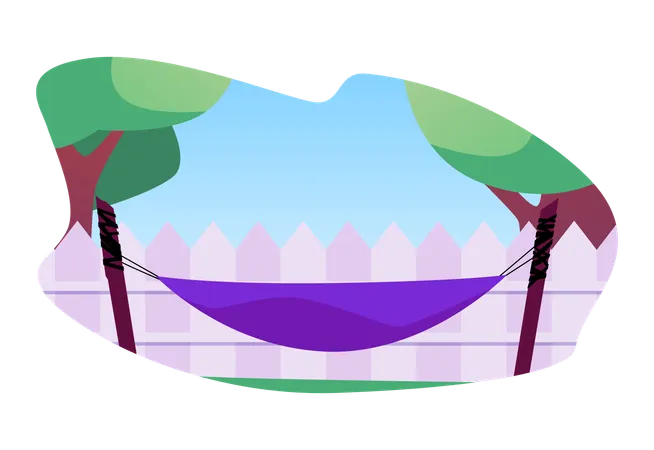 Suburban backyard hammock  Illustration