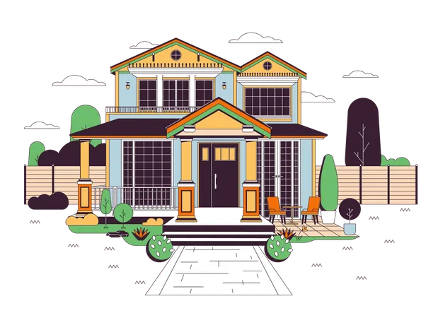 Suburban home front yard  Illustration