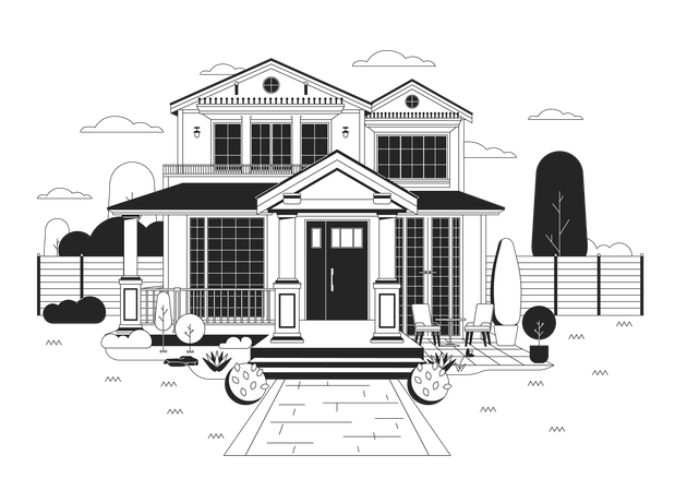 Suburban home front yard Illustration