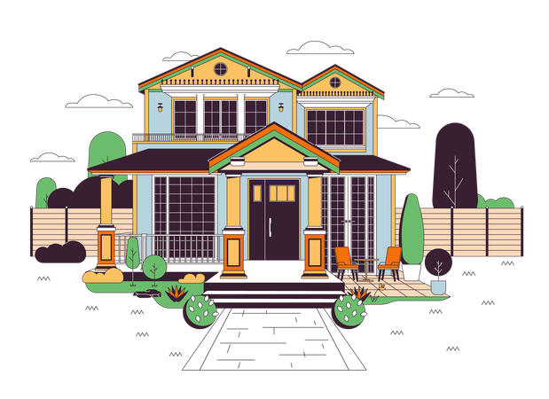 Suburban home front yard Illustration