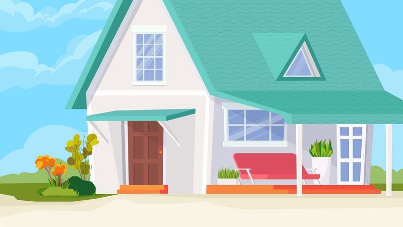 Suburban house view  Illustration