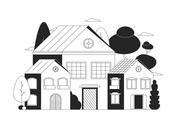 Suburban houses  Illustration