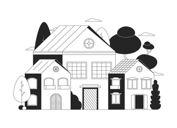 Suburban houses  Illustration