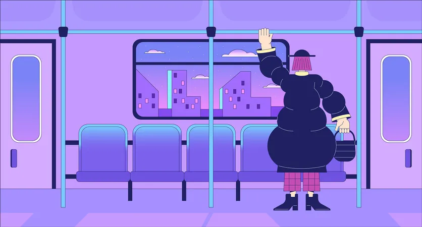 Suburban railway passenger lo fi chill wallpaper  Illustration