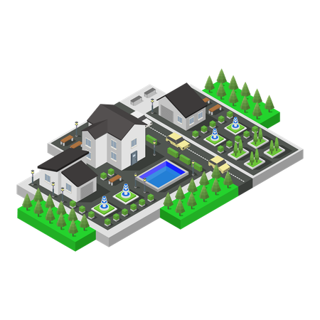 Suburbian villa  Illustration