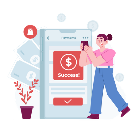 Succès du paiement en ligne  Illustration