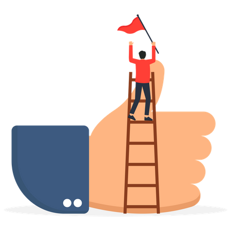 Success businessmen climb up ladder of success  Illustration