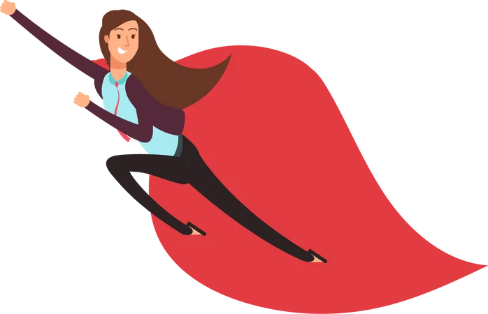 Success Businesswoman in red cloak  Illustration