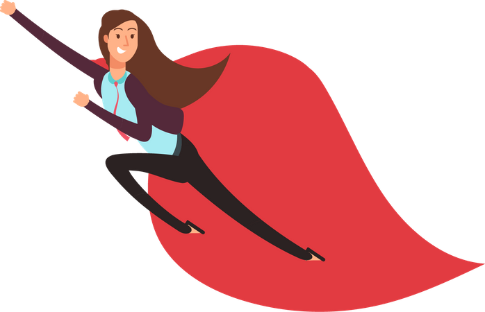 Success Businesswoman in red cloak  Illustration