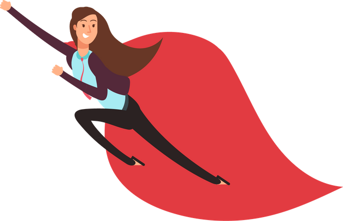 Success Businesswoman in red cloak  Illustration